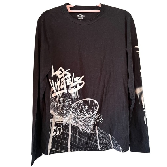 NWT, Hollister Men's Black White Graffiti
Graphic L/S Cotton T Shirt, Sz M - Picture 1 of 16